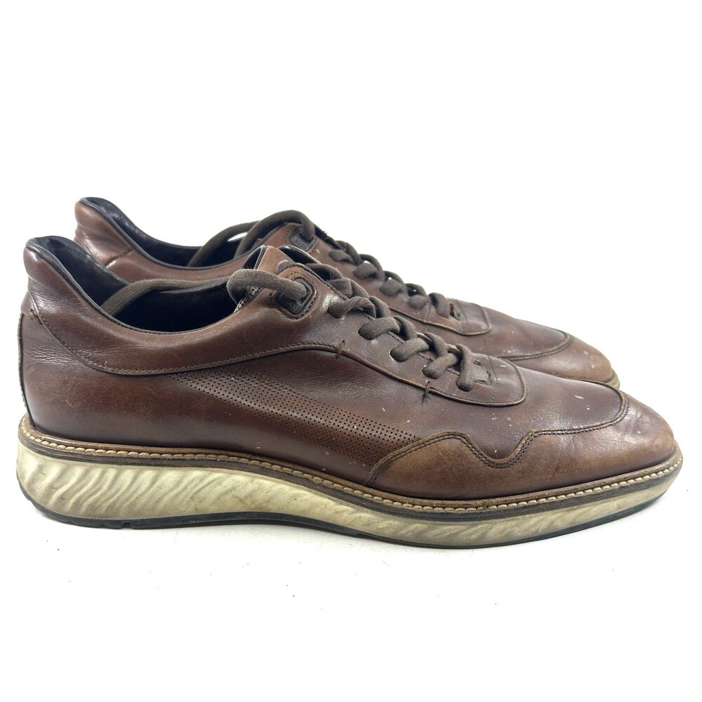 Ecco ST.1 Hybrid Mens Sz 44/US 10 Cognac Oxford Brown Leather Casual Low